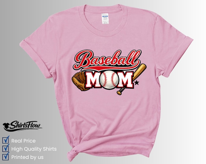 Baseball Mom T-Shirt, Baseball Mom Shirt, Sports Mom Tee, Game Day Shirt, Proud Baseball Mom, Baseball Mom Gift, Cute Sports Mom Tee