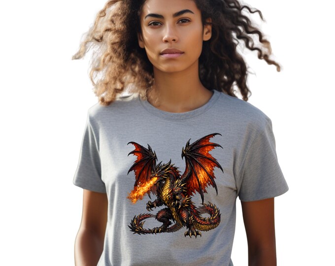 Fierce Dragon Shirt, Fire Breathing Dragon Tee, Fantasy Graphic T-Shirt, Dragon Lover Shirt, Dragon Art Shirt, Fantasy Gift