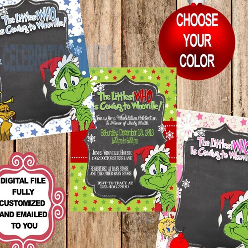 Christmas Grinchmas Baby Shower Gender Reveal Invitation Etsy