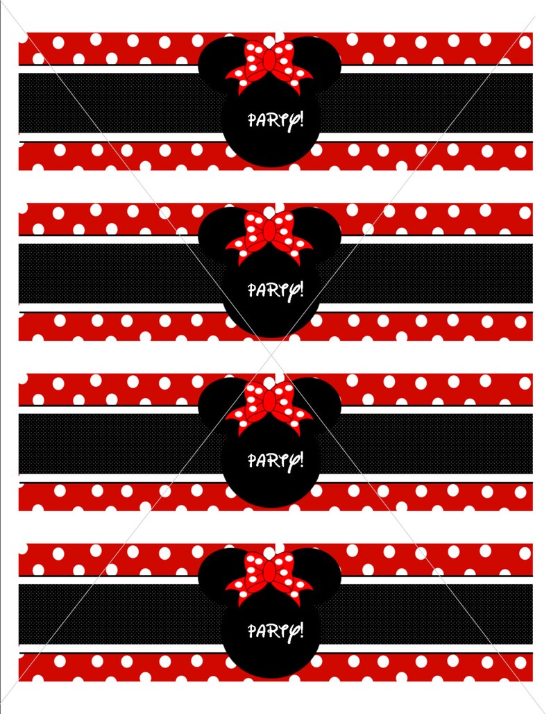 Printable Customizable Disney Minnie Mouse Water Bottle Label - Etsy