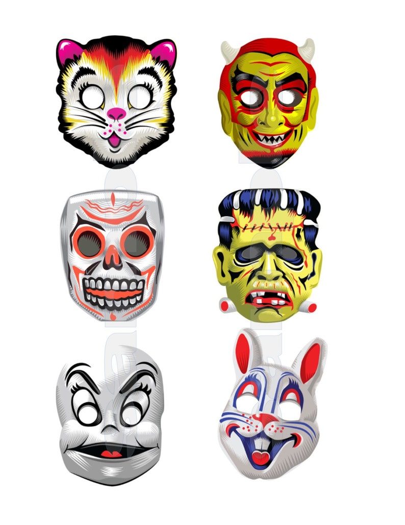 Printable Halloween Vintage Masks Etsy