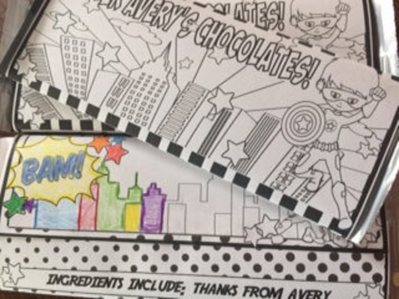 Printable Colorable Superhero Candy Bar Wrapper Boy or Girl - Etsy