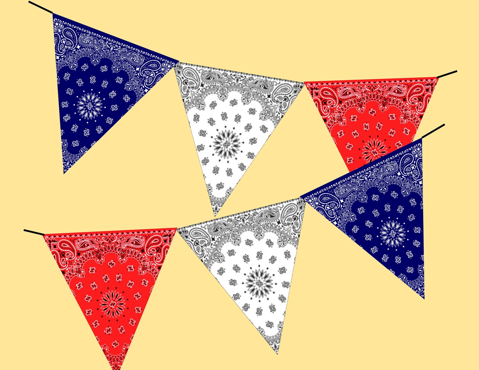 Printable Bandana Triangle Pennant Banner | Etsy