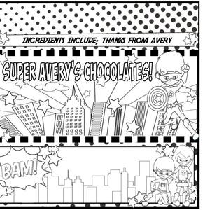 Printable Colorable Superhero Candy Bar Wrapper Boy or Girl - Etsy