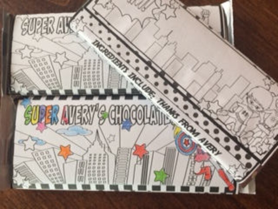 Printable Colorable Superhero Candy Bar Wrapper Boy or Girl - Etsy