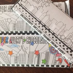 Printable Colorable Superhero Candy Bar Wrapper Boy or Girl - Etsy