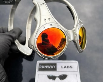 Over The Top FMJ Alien Oversized Blade Stallone Retro Goggles Sunglasses Silver + Iridium Lens