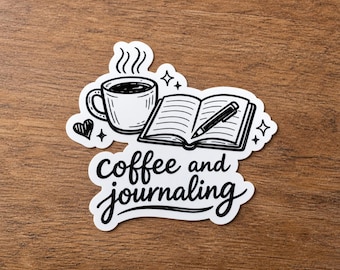 Coffee and Journaling Vinyl Sticker Decal Gift