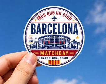 Pegatina de vinilo con sello de pasaporte del estadio del FC Barcelona. Regalo ideal.