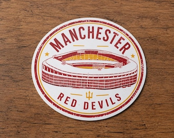Pegatina de vinilo con el sello del pasaporte del estadio de los Manchester United Red Devils