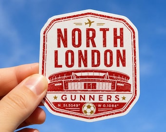 Pegatina de vinilo con sello de pasaporte del estadio del Arsenal en el norte de Londres. Regalo ideal.
