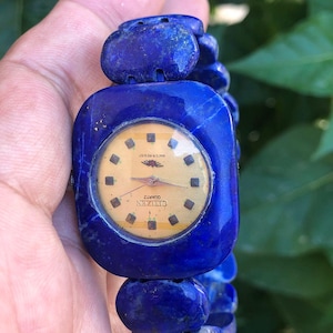 Vintage Lucoral Quartz Mosaic Dial Made of Lapis Lazuli Watch Vintage Lapis Watch - Etsy main image 4
