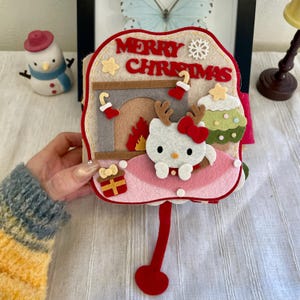 HelloKittty Christmas Felt Craft Kit, DIY Fabric Scrapbook Album Material Set, Kawaii Holiday Couple Gift for Valentine’s Day Anniversary