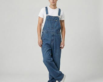 Men’s Casual Denim Overalls | Streetwear Wide Leg Jumpsuit | Fashion Denim Trousers