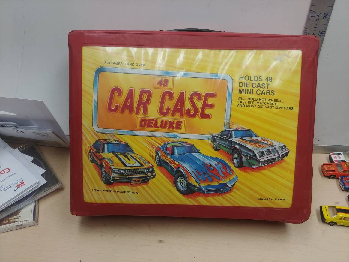 Vintage 48 Car Carrying Case, Tara Toy Corp Diecast, Matchbox Hot Wheels  W/Cars