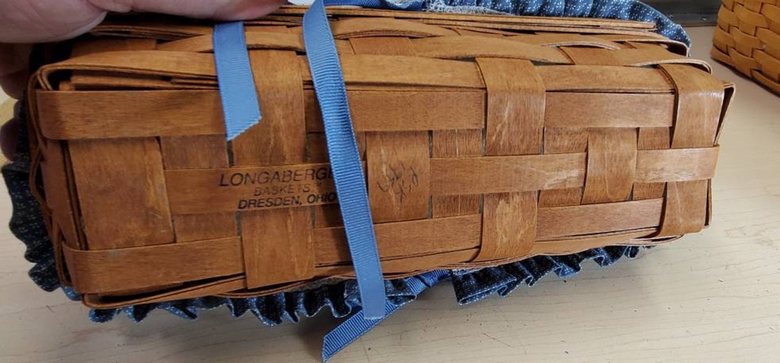 1997 Longaberger Long Bread Basket With Cloth Liner. Free Etsy