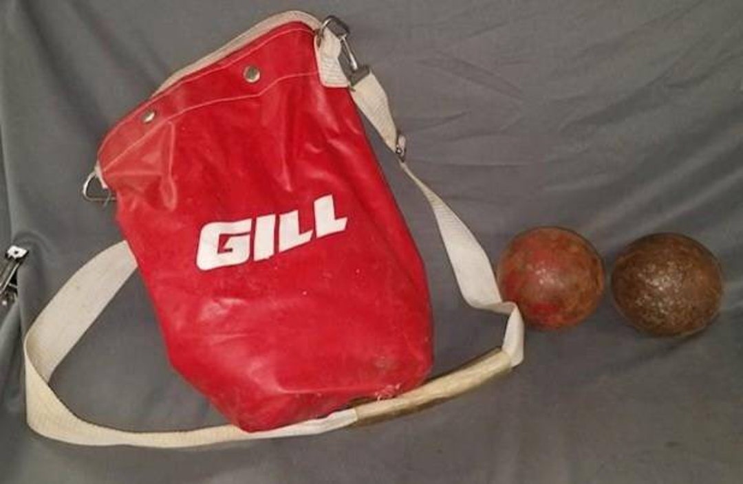 2 Vintage 8 Pound Gill Shot Puts and Bag. Free Shipping Etsy