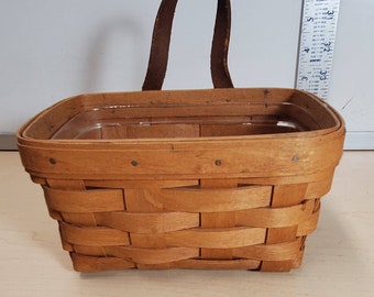 Longaberger Hanging Basket with leather strap. Free shipping