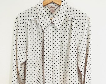 Vintage polka dot blouse long sleeve