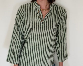 Vintage top striped green small