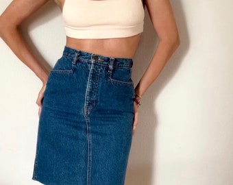 Vintage  skirt denim midi fits like a 2 free shipping