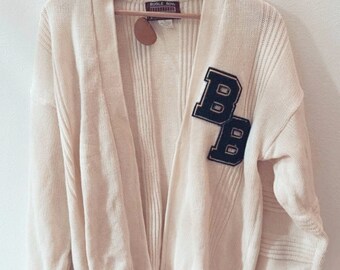 Vintage knit sweater cream size medium sports sweater BB bugle boy