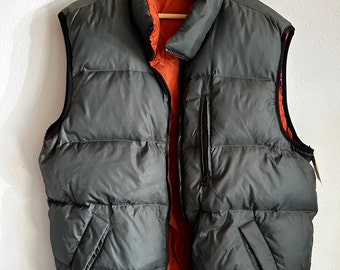 vintage puffer vest reversible feather filled