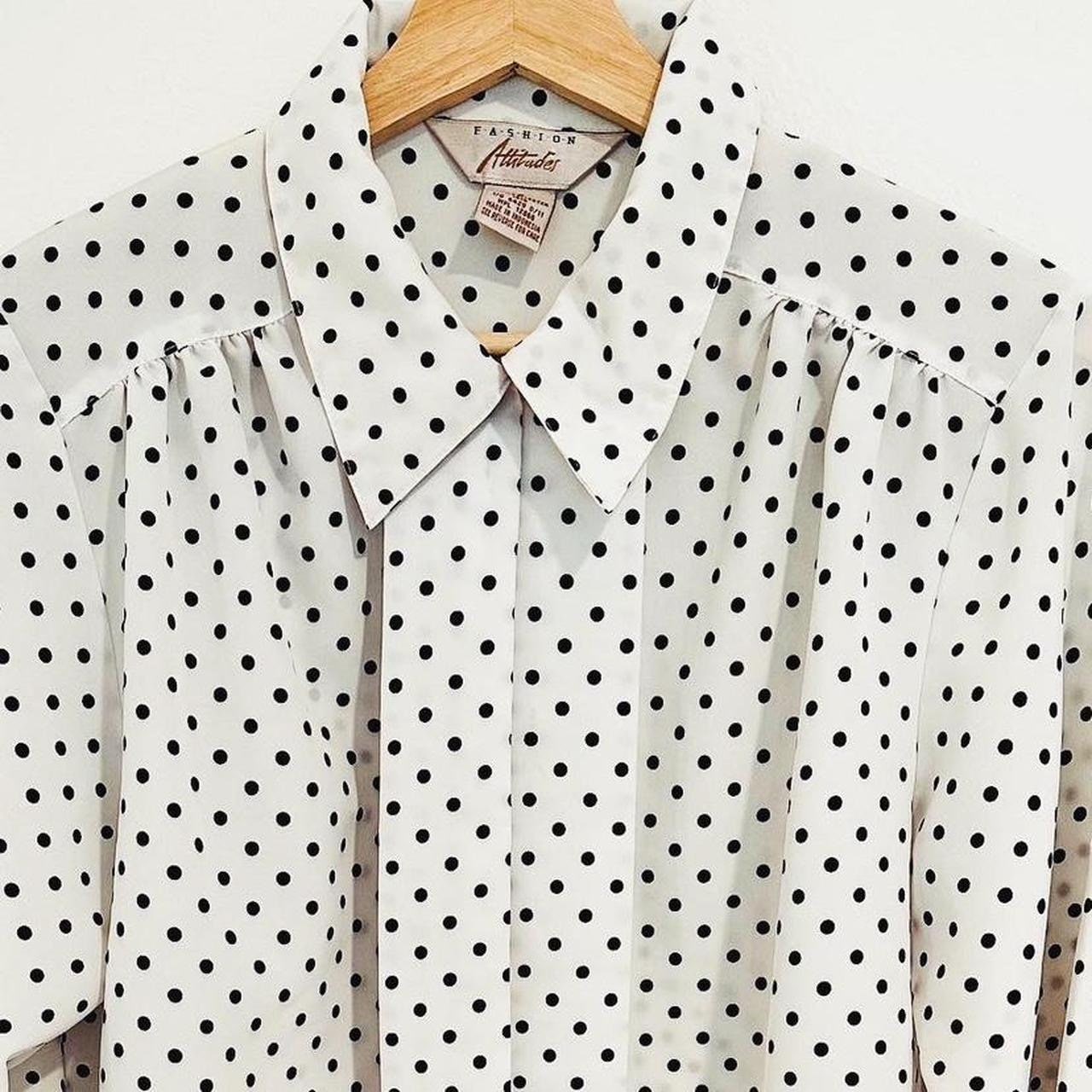 Polka Dot Print Lantern Sleeve Blouse