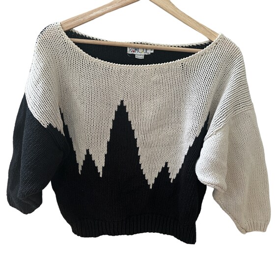 Vintage knit sweater black white - image 2