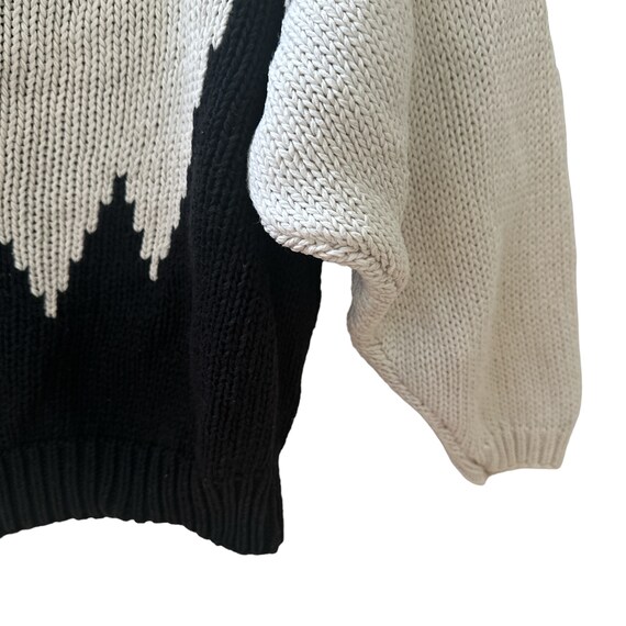 Vintage knit sweater black white - image 3