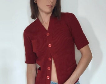 Vintage sweater top button up free shipping