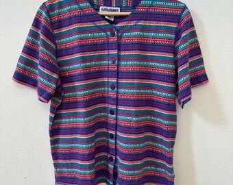 Vintage multicolor tee button up