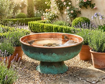 Handmade Copper Bird Bath | Outdoor Garden Bowl | Rustic Boho Decor