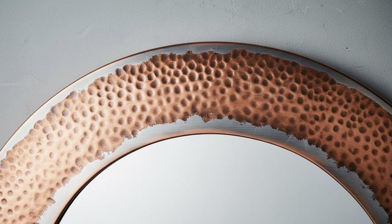 Hammered Copper Wall Mirror, Vanity Modern Mirror Frame, Rustic ...