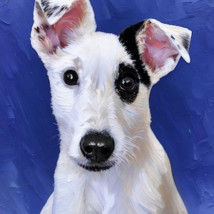 Op maat gemaakt hondenkunstwerk in opdracht, schilderij op canvas, olieverfschilderij van een huisdier, digitaal portret van een foto, ingelijst wandkunstwerk in olieverfstijl, cadeau