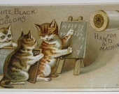 Victorian J & P Coats White, Black Colors Cat Trade Card