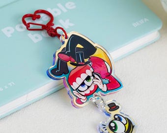 The Amazing Digital Circus Caine Holographic Double Chain Keychain, Acrylic TADC Anime Merch Cute Bag Charm Gift