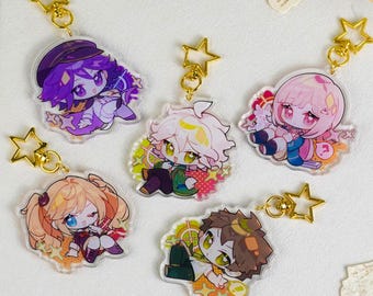 Danganronpa Chibi Acrylic Keychain Set | Cute Anime Bag Charm | Star Clasp Backpack Accessory | Danganronpa Gift for Anime Fans