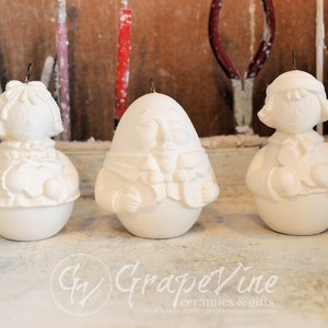 Ready to Paint - Rag Dolls and Humpty Dumpty Roly-Poly Ornaments - Scioto S-2497