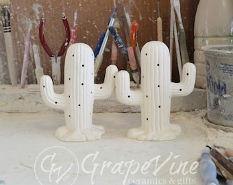 Pronto para pintar - Conjunto de dois cactos saguaro de 5,25 polegadas - Jay Kay 550