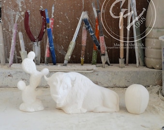 Pronto para pintar - Buffalo e dois cactos - Riverview 562
