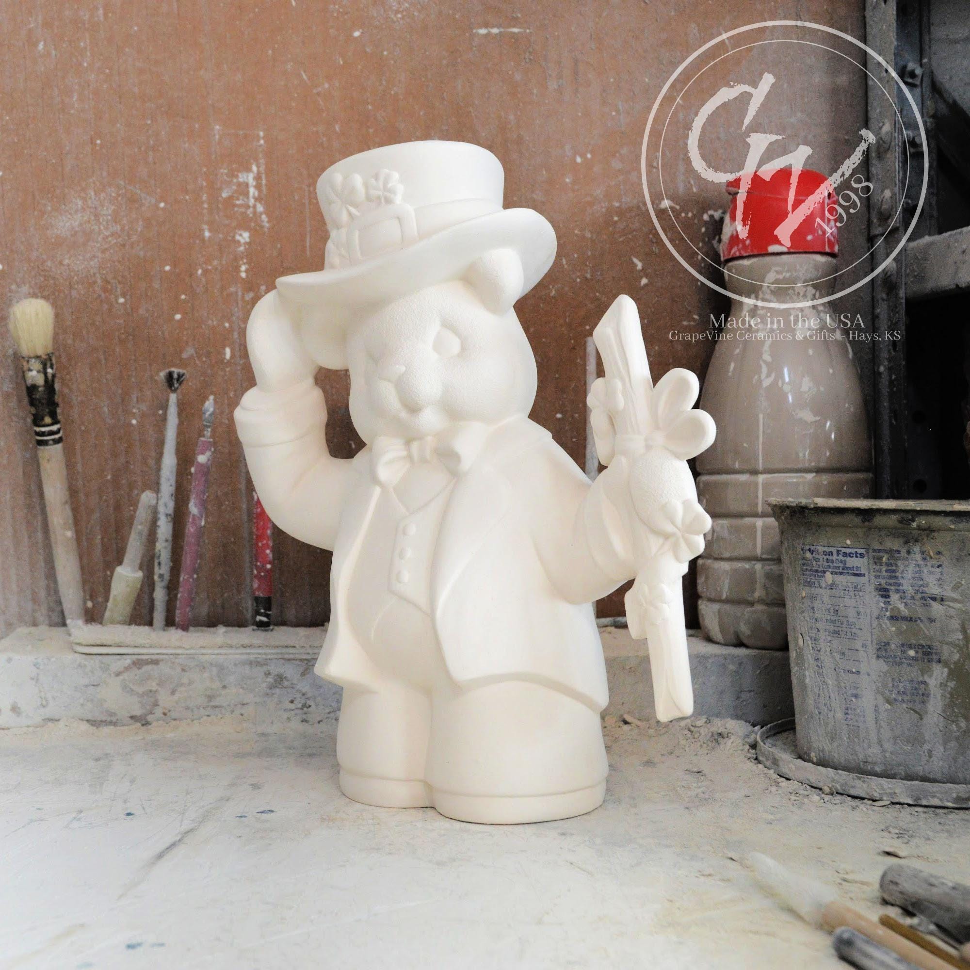 Ready to Paint - Boy St Patricks Day Bear - Clay Magic 1302 - Etsy