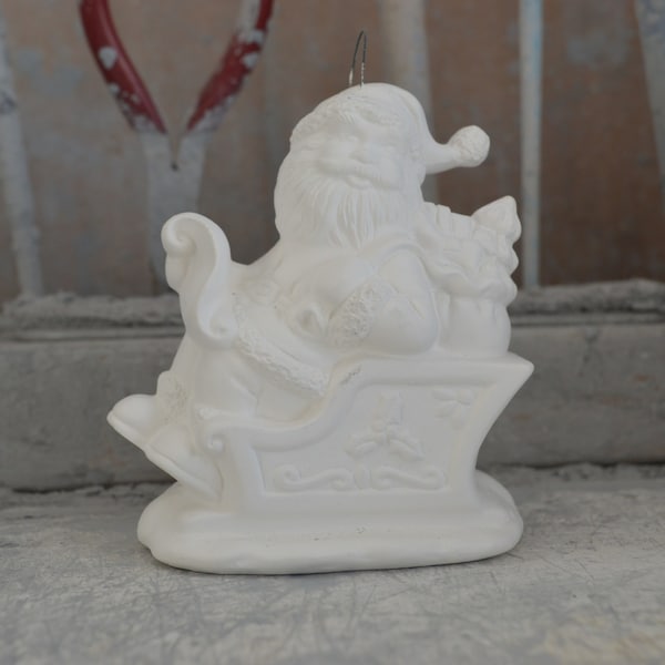 Ready to Paint-Santa in Sleigh Ornament-Riverview 768.2