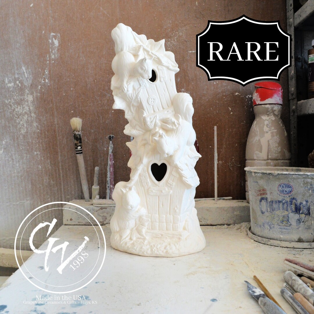 Ready to Paint Birdhouse With Squirrels Creative Paradise 3145 Etsy