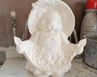 Ready to Paint - Girl St Patricks Day Bear - Clay Magic 1303