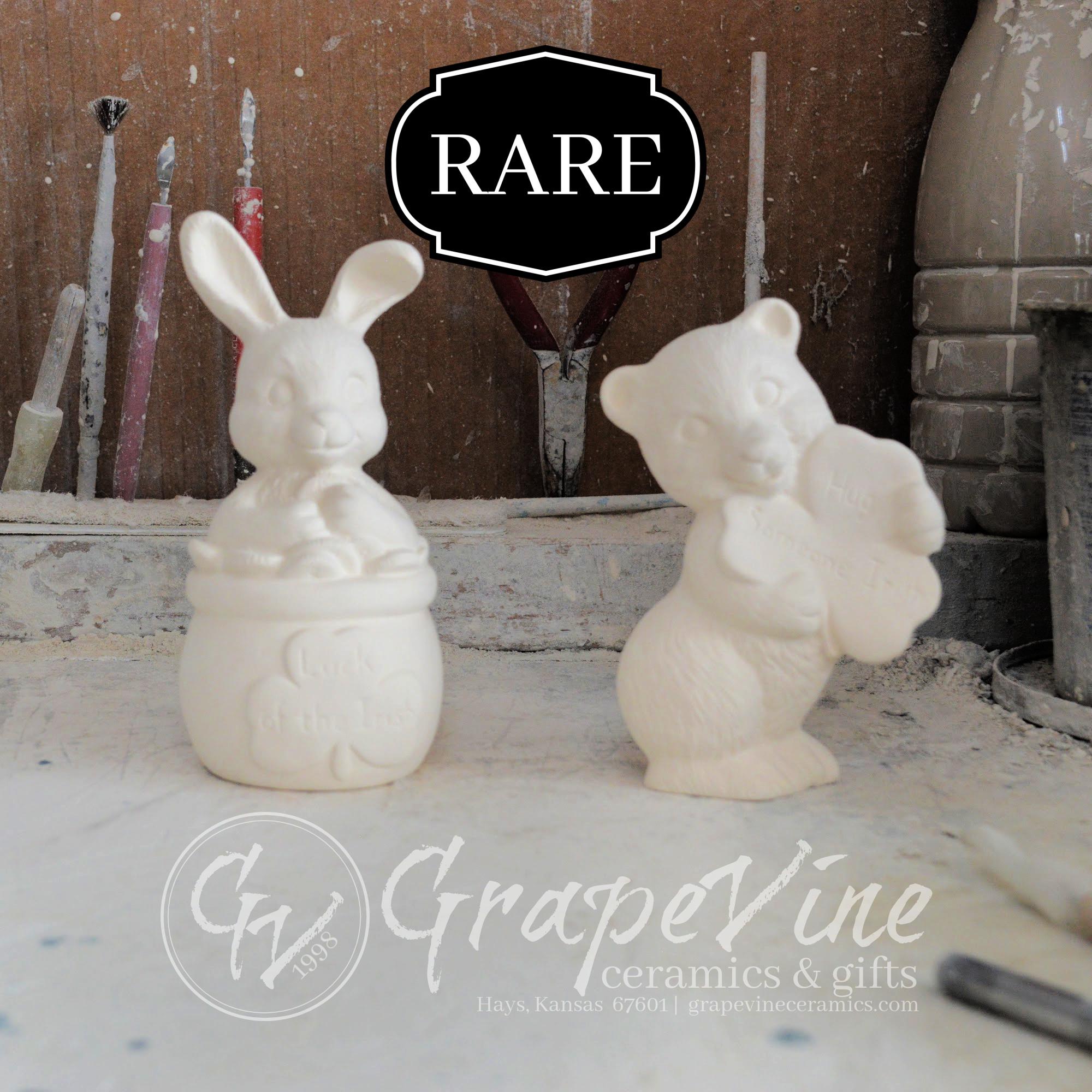 Ready to Paint Bisque -Saint Patrick's Day Bear and Rabbit - Studio S133