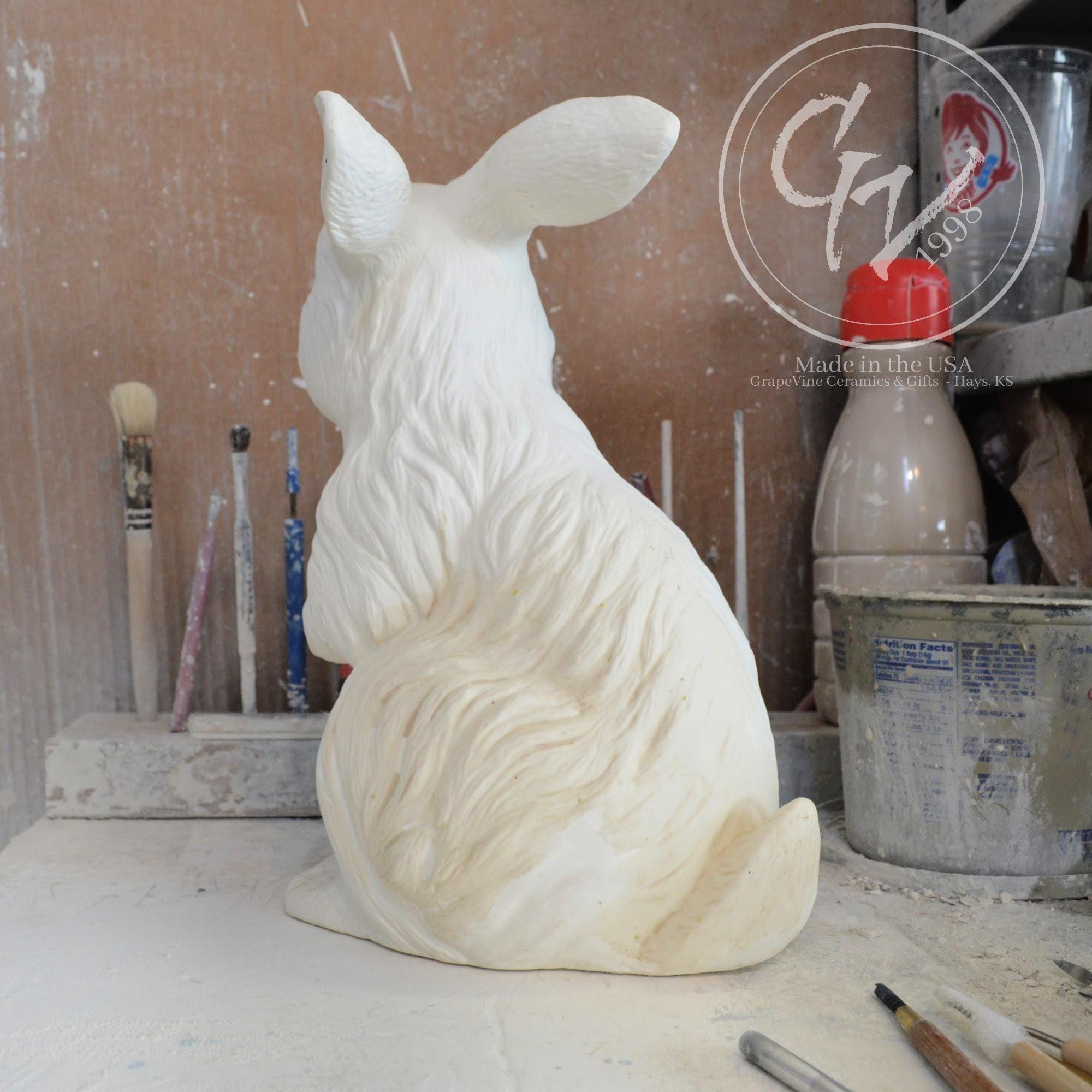 Ready to Paint Bisque - 12 Inch Realistic Sitting Rabbit