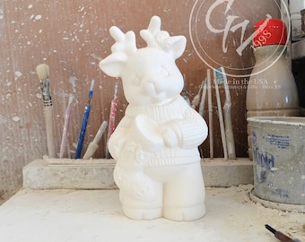 Ready to Paint - Boy Deer with Stocking - Clay Magic 1386