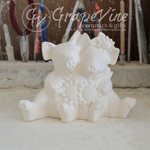 Listo para pintar - Cerditos abrazables con girasol - Clay Magic 1382