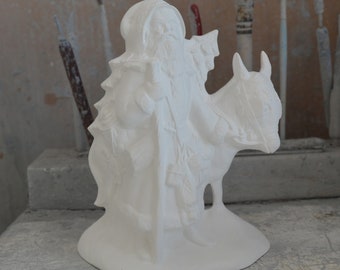 Ready to Paint Bisque - Small Santa with Donkey - Provincial P-827